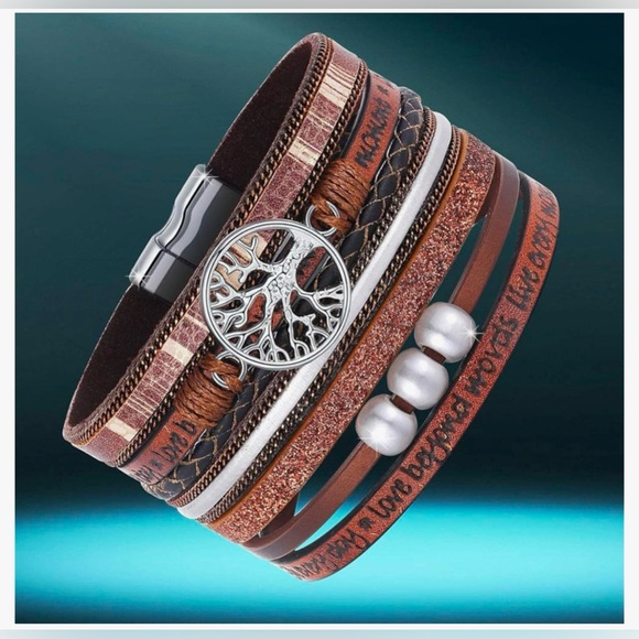 Inspirational Tree of Life Leather Bracelets for Women, Gifts for Teens Girls - Picture 2 of 5